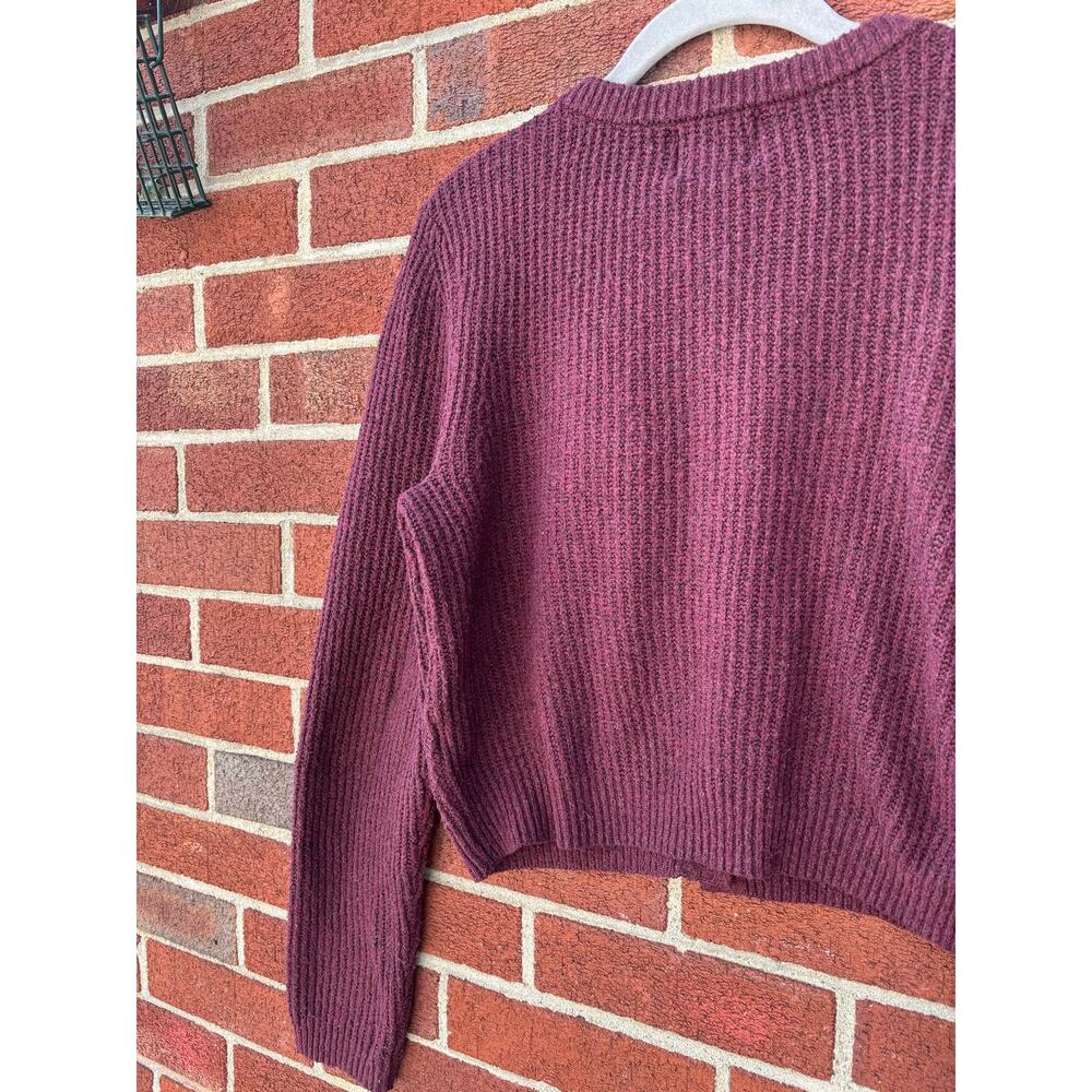Pink Rose Womens Cropped Cardigan Sweater Size Small Purple Button Front Knit - Picture 7 of 8